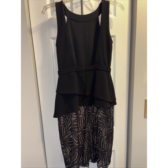 AUTH BCBG MAXAZRIA REYA LACE-PANELED DRESS Lace Layered Womens 2 Black Peplum‎ - Picture 5 of 7